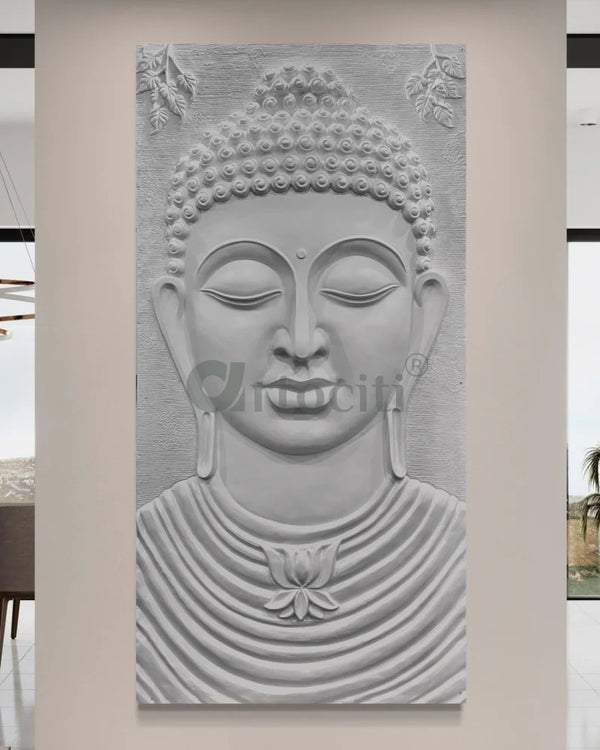 8X4 Feet Serene Buddha Face 3D Relief Mural Wall Art