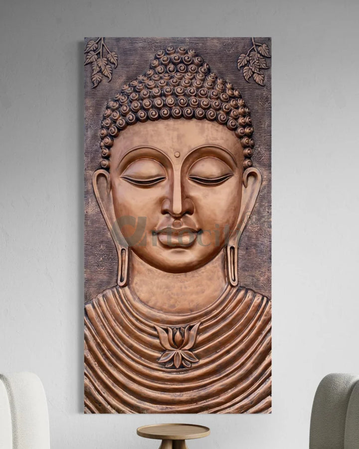 8X4 Feet Serene Buddha Face 3D Relief Mural Wall Art