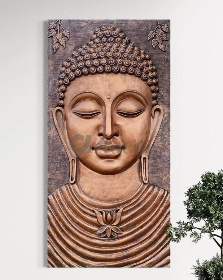 8X4 Feet Serene Buddha Face 3D Relief Mural Wall Art