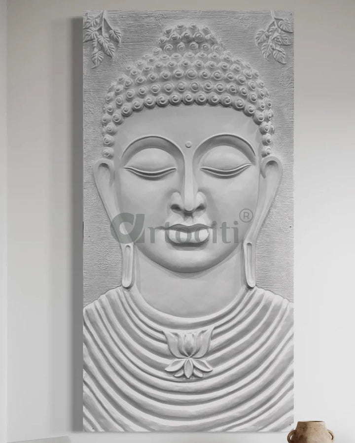 8X4 Feet Serene Buddha Face 3D Relief Mural Wall Art