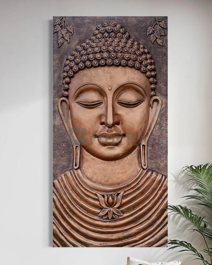 8X4 Feet Serene Buddha Face 3D Relief Mural Wall Art