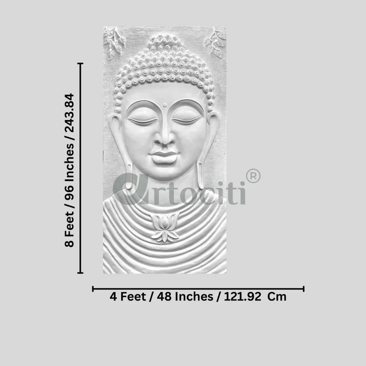8X4 Feet Serene Buddha Face 3D Relief Mural Wall Art