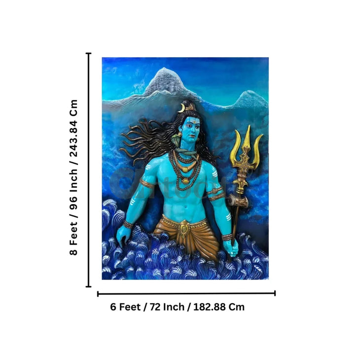 8X6 Feet Lord Shiva and Mount Kailash 3D Relief Mural Art