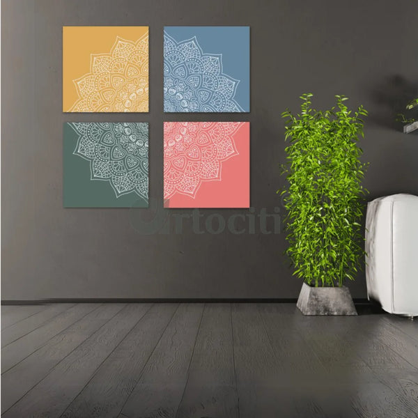 Abstract Mandala Wall Art (Set of 4) Giclee Canvas Print
