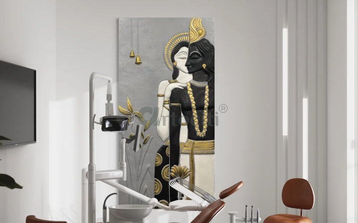 Abstract Radha Krishna 3D Elevation Sculpture Relief Mural Wall Art