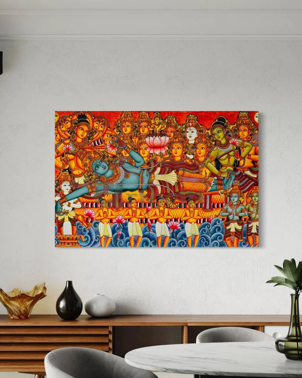Ananthashayanam Kerala Mural Canvas Giclee Print 16X24 Inch