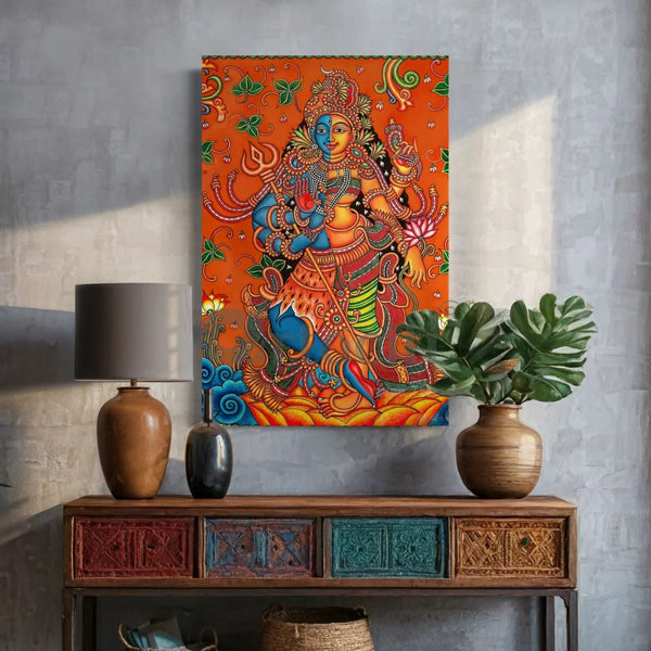Ardhanarishvara Kerala Mural Canvas Print 24X16 inches