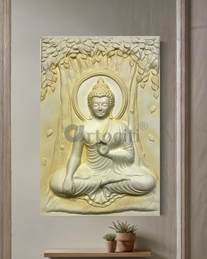 Bhumisparsha Mudra Buddha 3D Relief Mural Buddha Wall Decor