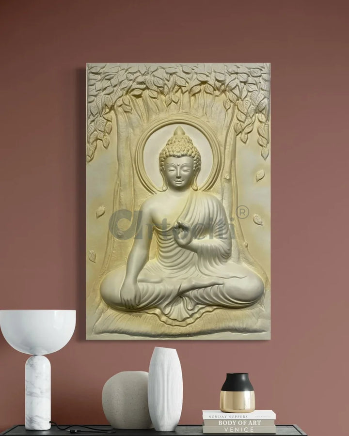 Bhumisparsha Mudra Buddha 3D Relief Mural Buddha Wall Decor