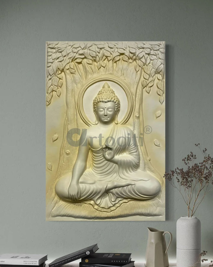 Bhumisparsha Mudra Buddha 3D Relief Mural Buddha Wall Decor