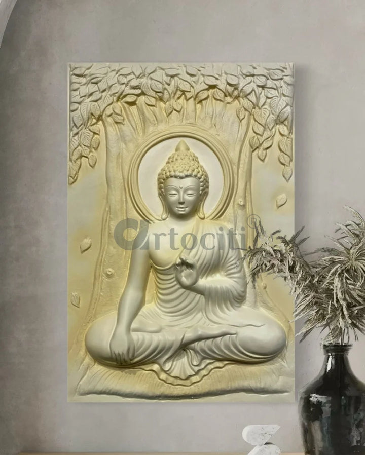 Bhumisparsha Mudra Buddha 3D Relief Mural Buddha Wall Decor