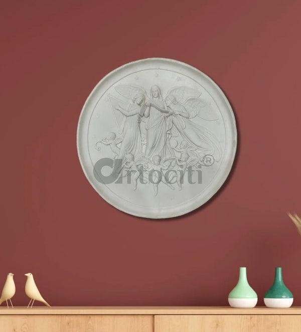 Bing and Grondahl Bisque Plate Marble European Angel Wall Art 13X13 Inches