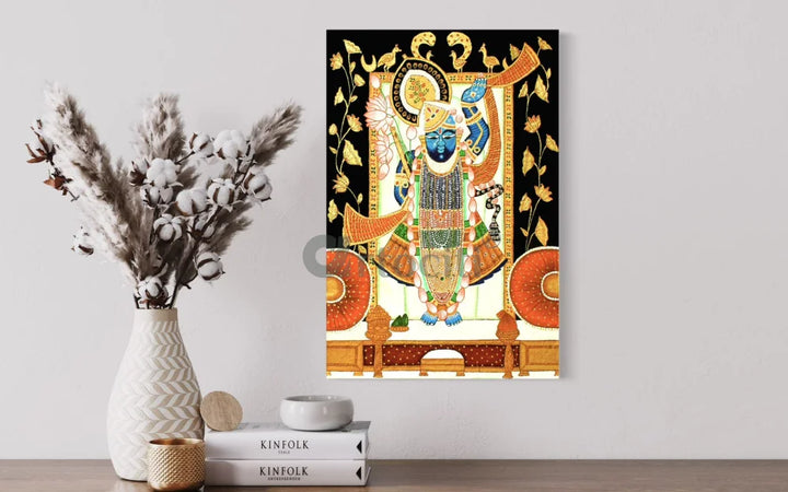 Blue Lord Shreenath Ji Pichwai Canvas Giclee Print 30X20 Inches