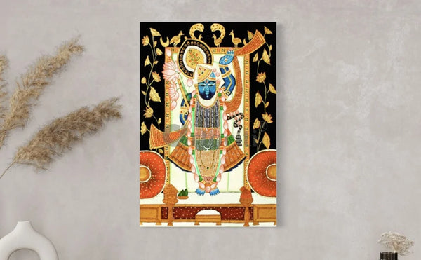 Blue Lord Shreenath Ji Pichwai Canvas Giclee Print