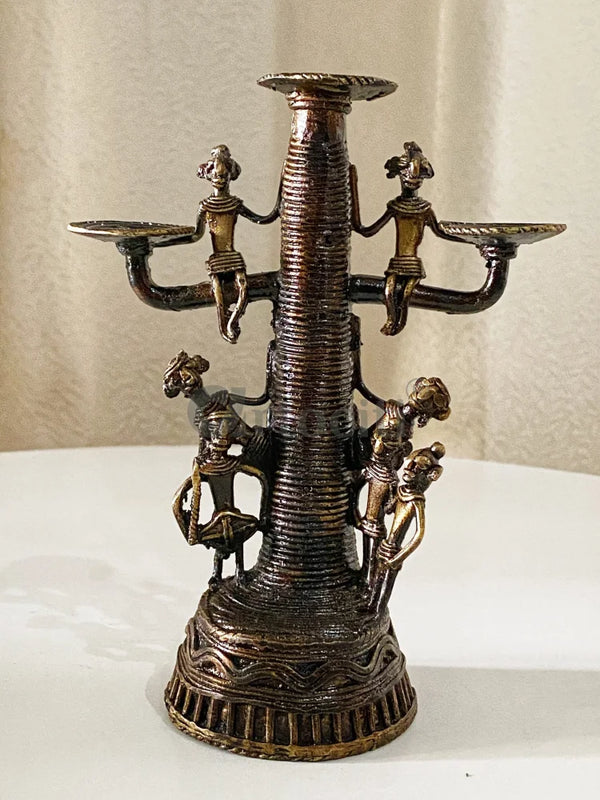CANDLE STAND Pure BRASS Handmade Using Ancient Techniques | Indian Home Decor Artefact | Antique Finish Candlestand.