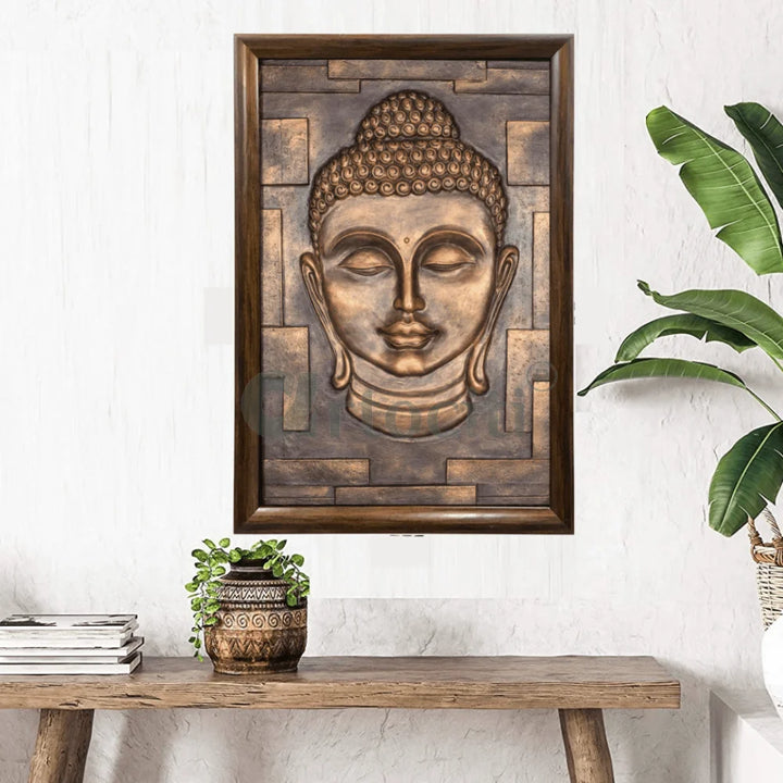 Buddha Bust 3D Relief Mural Wall Art | Buddha 3D Wall Statue Decor | Ready to hang Artwork.