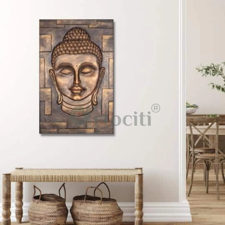 Buddha Bust 3D Relief Mural Wall Art | Buddha 3D Wall Statue Decor | Ready to hang Artwork.