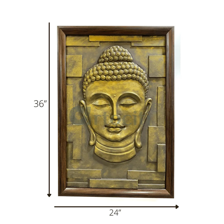 Buddha Bust 3D Relief Mural Wall Art | Buddha 3D Wall Statue Decor | Ready to hang Artwork.