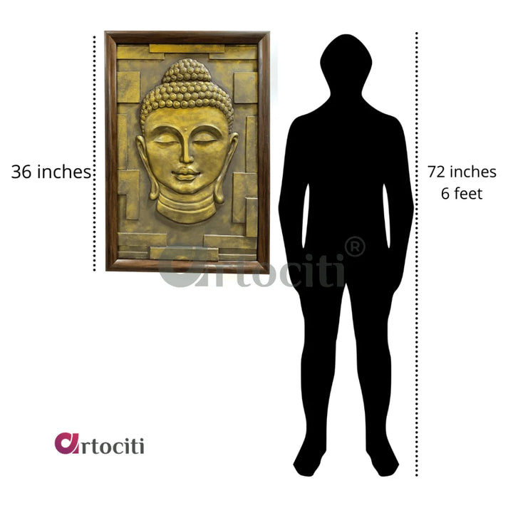 Buddha Bust 3D Relief Mural Wall Art | Buddha 3D Wall Statue Decor | Ready to hang Artwork.