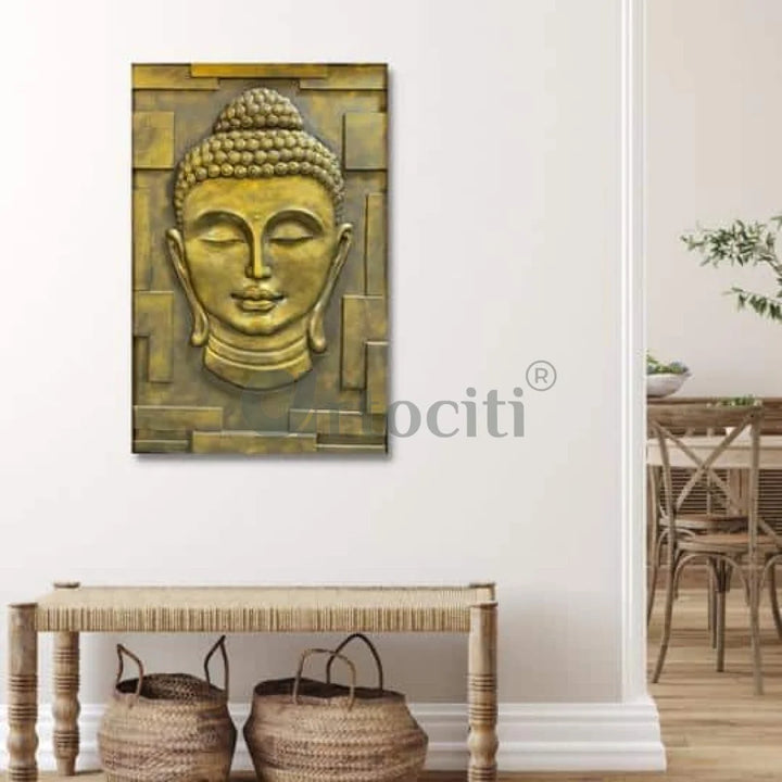 Buddha Bust 3D Relief Mural Wall Art | Buddha 3D Wall Statue Decor | Ready to hang Artwork.