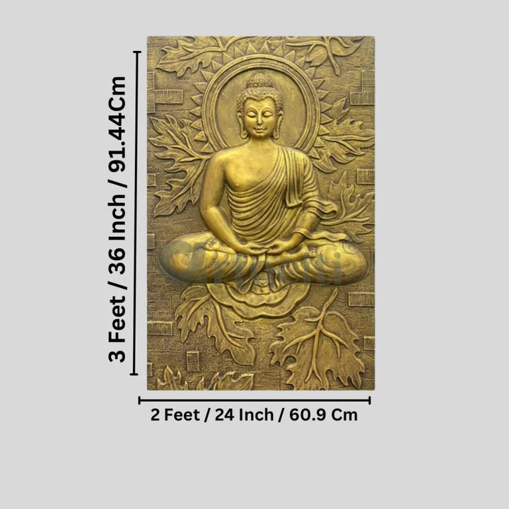 BUDDHA on Lotus in 3x2 feet 3D Relief Mural Wall Art Buddha Wall Decor