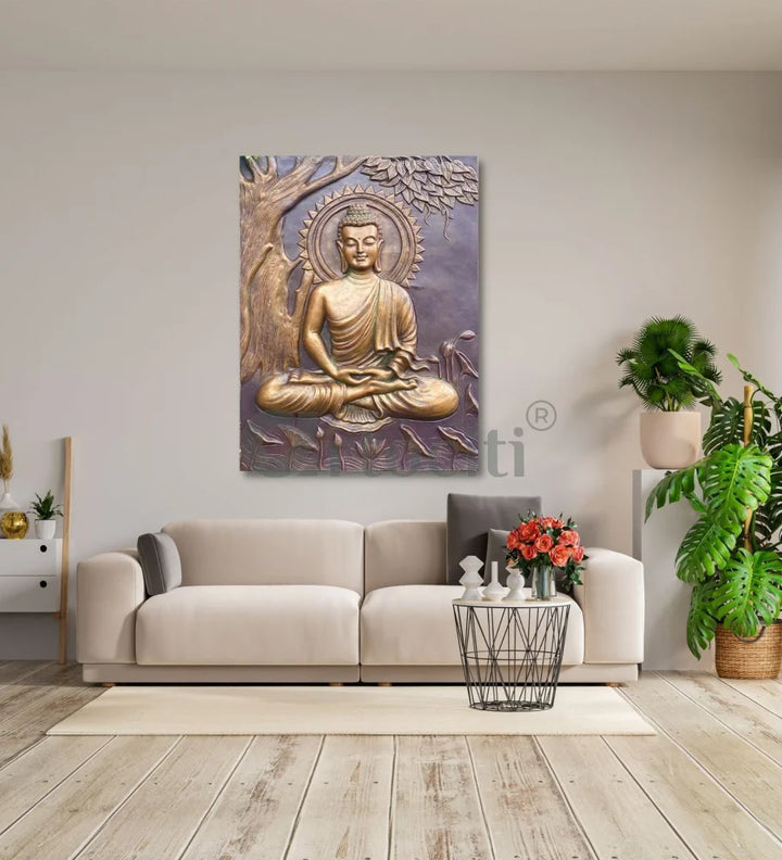 Buddha Under Tree 3D Relief Mural (4x3 & 6x6 Feet)