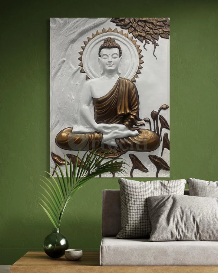Buddha Under Tree 3D Relief Mural (4x3 & 6x6 Feet)