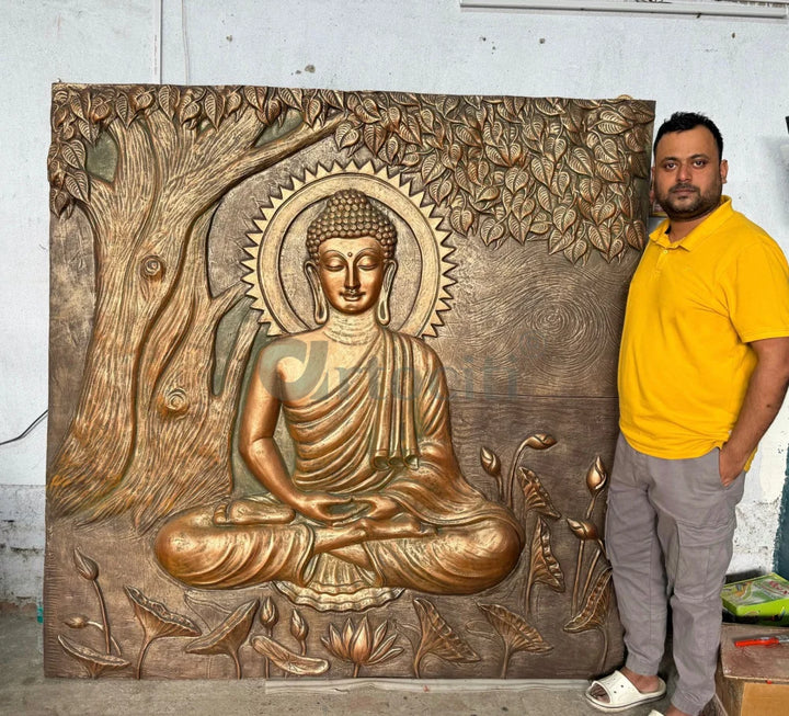 Buddha Under Tree 3D Relief Mural (4x3 & 6x6 Feet)