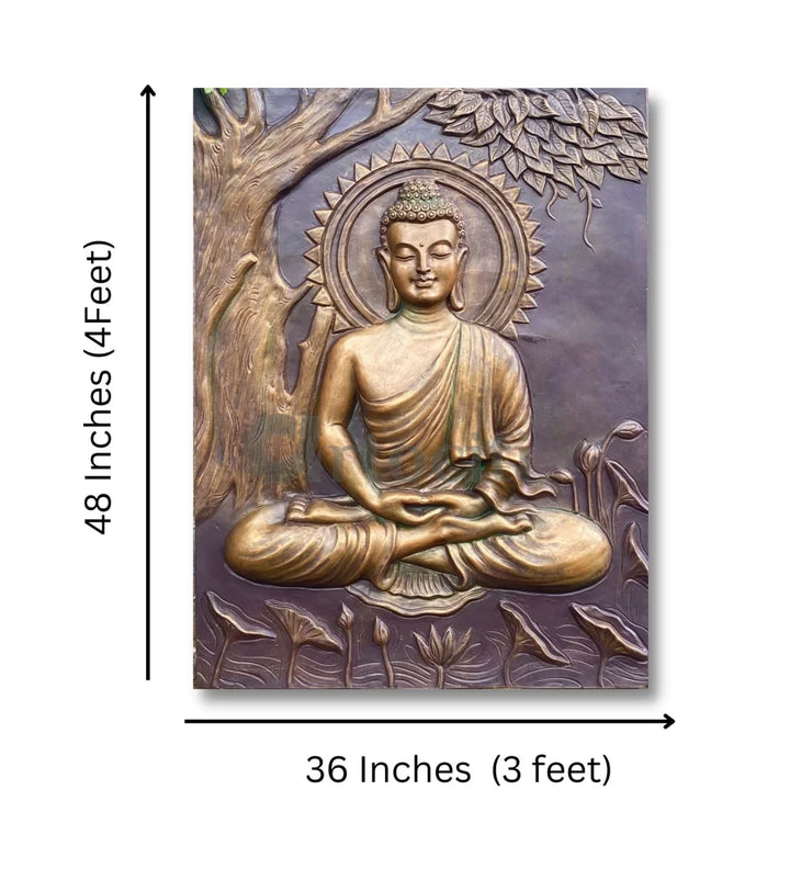 Buddha Under Tree 3D Relief Mural (4x3 & 6x6 Feet)