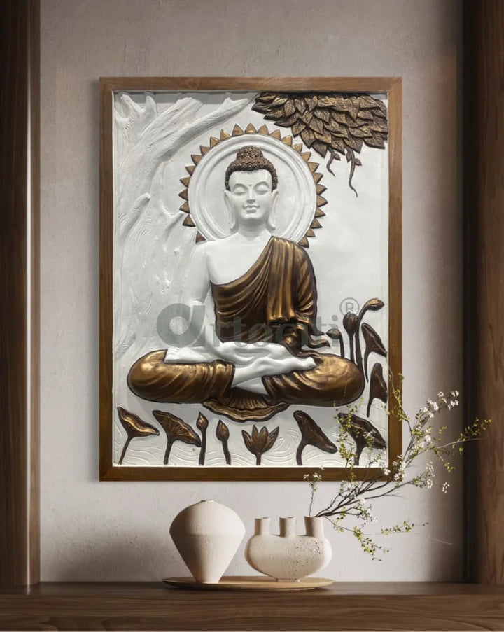 Buddha Under Tree 3D Relief Mural (4x3 & 6x6 Feet)