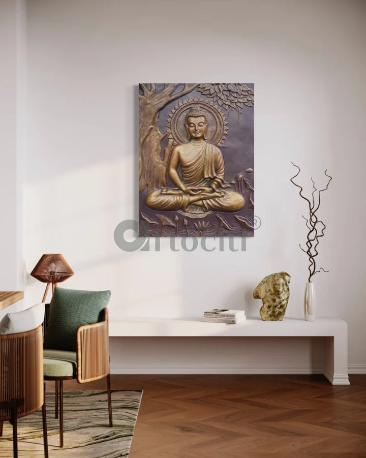 Buddha Under Tree 3D Relief Mural (4x3 & 6x6 Feet)