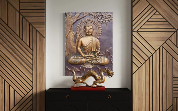 Buddha Under Tree 3D Relief Mural (4x3 & 6x6 Feet)