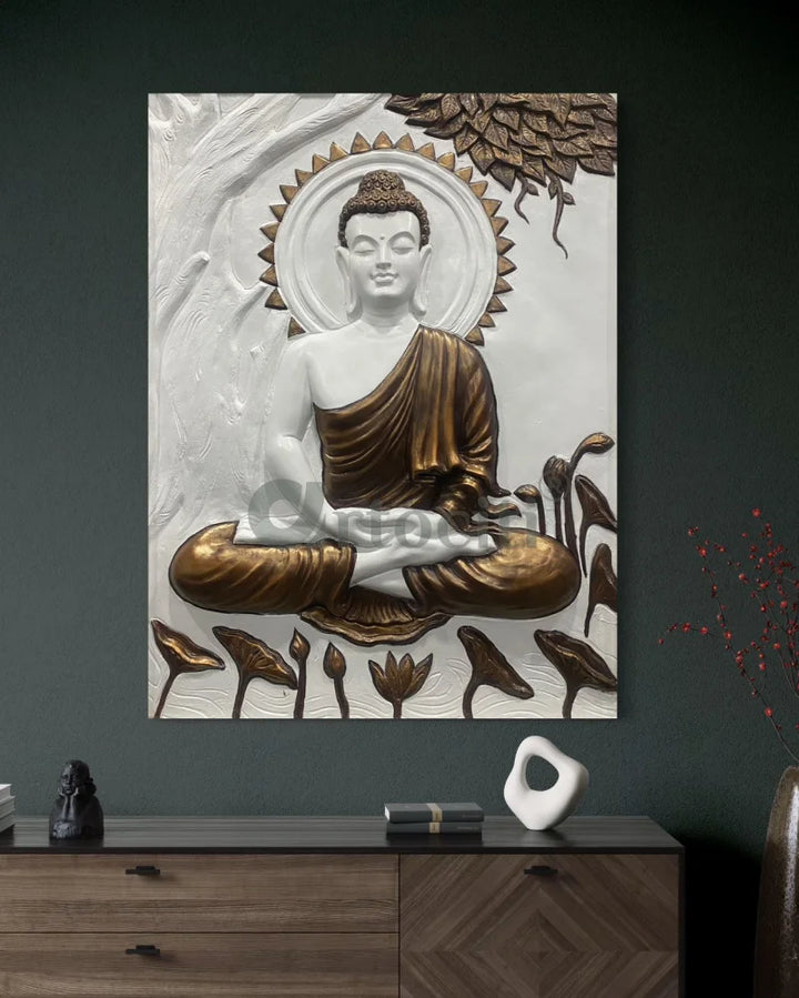 Buddha Under Tree 3D Relief Mural (4x3 & 6x6 Feet)