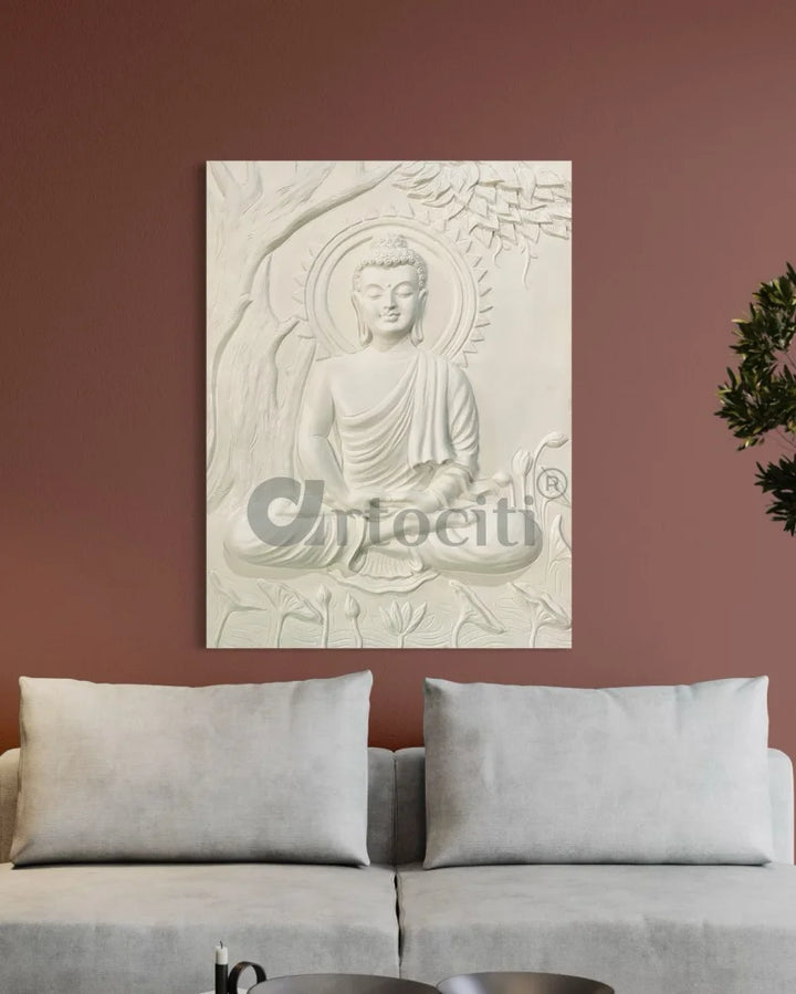 Buddha Under Tree 3D Relief Mural (4x3 & 6x6 Feet)