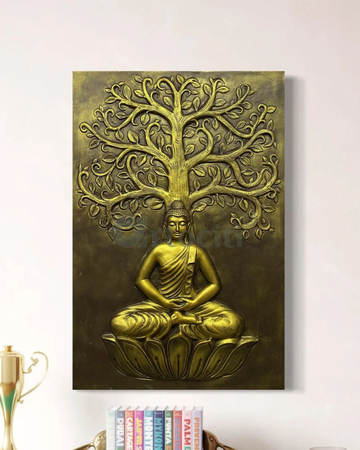Buddha Under Tree 3D Relief Mural Wall Art Buddha Wall Decor