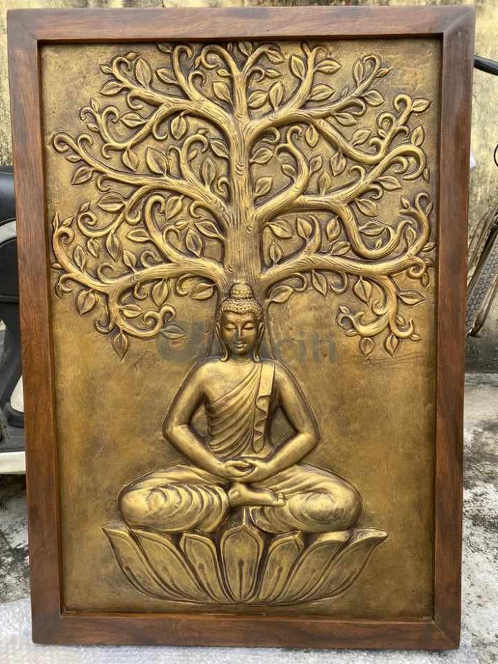 Buddha Under Tree 3D Relief Mural Wall Art Buddha Wall Decor