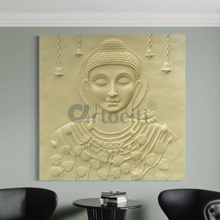 Calm and Peaceful Buddha 3D Relief Mural