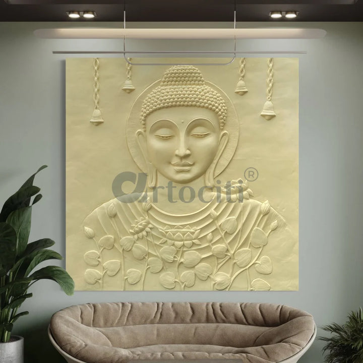 Calm and Peaceful Buddha 3D Relief Mural
