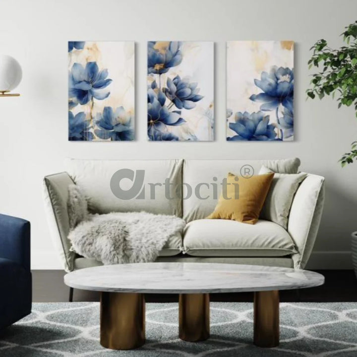 Canvas Trio - Floral Canvas Art Set With Flower (Set of 3) 24X16 INCHES