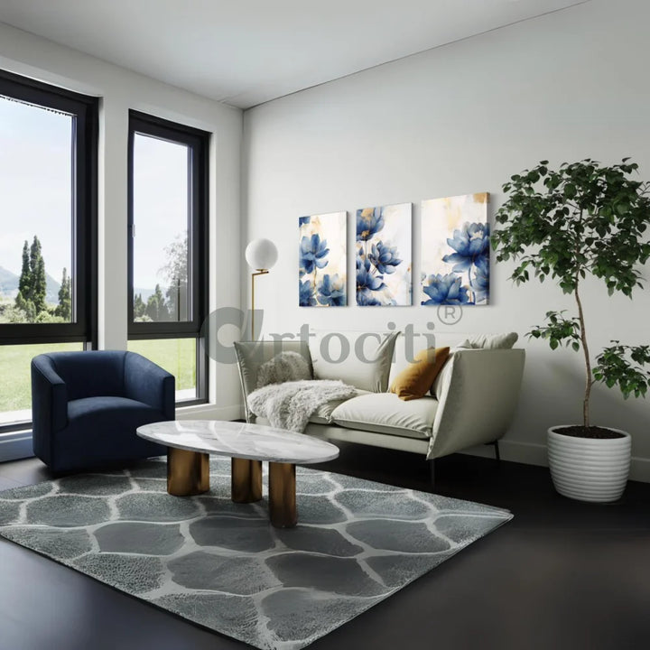 Canvas Trio - Floral Canvas Art Set With Flower (Set of 3) 30X20 INCHES