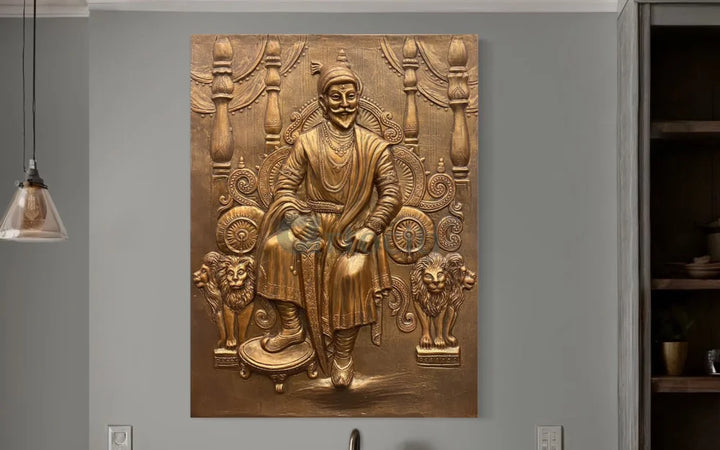 Chattrapati Shivaji Maharaj 3D Relief Mural (4x3 Feet) BRONZE / 48X36 INCHES wall art