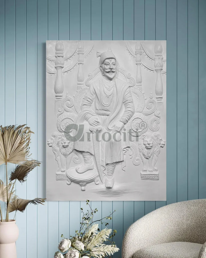 Chattrapati Shivaji Maharaj 3D Relief Mural (4x3 Feet) wall art