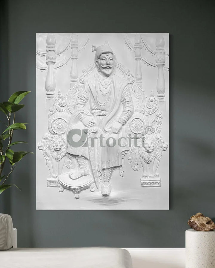 Chattrapati Shivaji Maharaj 3D Relief Mural (4x3 Feet) wall art