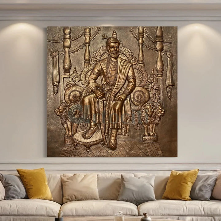 Chattrapati Shivaji Maharaj 3D Relief Mural (6x6 Feet)