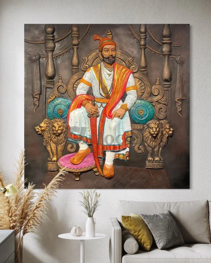 Chattrapati Shivaji Maharaj 3D Relief Mural (6x6 Feet)