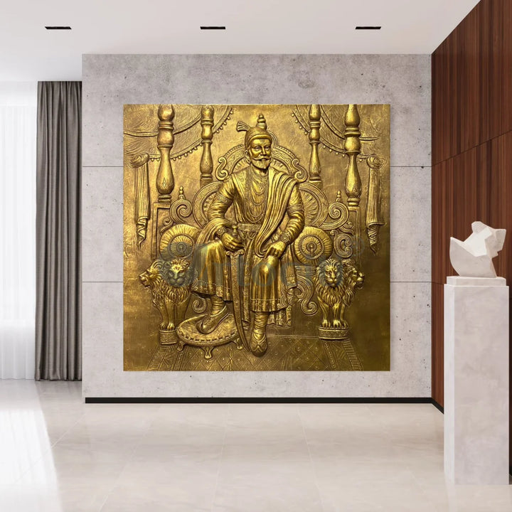 Chattrapati Shivaji Maharaj 3D Relief Mural (6x6 Feet)