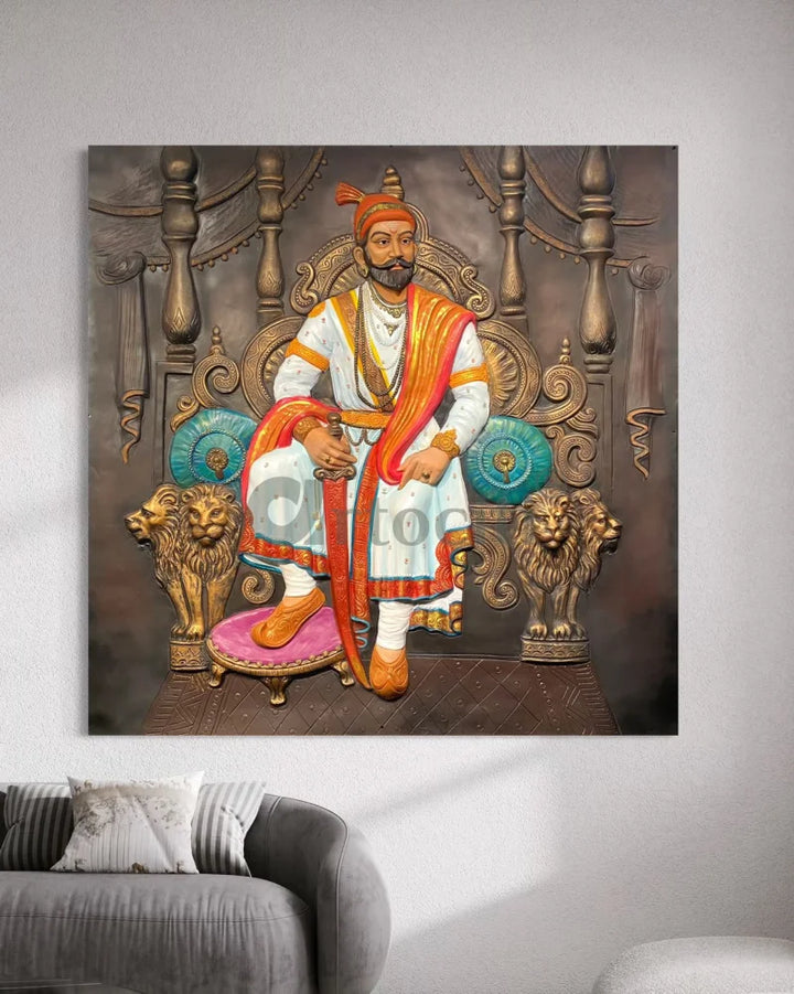 Chattrapati Shivaji Maharaj 3D Relief Mural (6x6 Feet)
