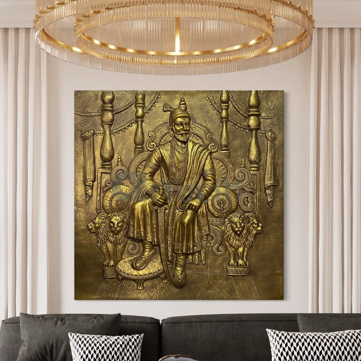 Chattrapati Shivaji Maharaj 3D Relief Mural (6x6 Feet)