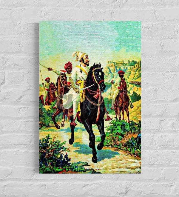 Chattrapati Shivaji Maharaj by Raja Ravi Varma Famous Canvas Painting 24X16 Inches Raja Ravi Verma