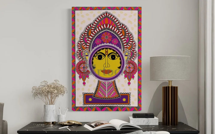 Colourful Madhubani Art Painting Canvas Painting (Set of 3)